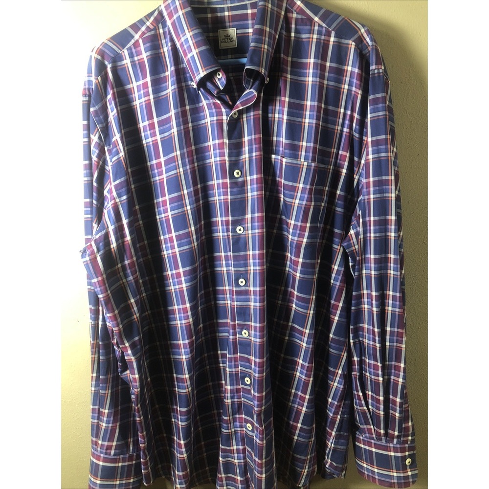 Peter Millar Purple Plaid Men's XL Long Sleeve Button Down Shirt 100% Cotton - Picture 4 of 7